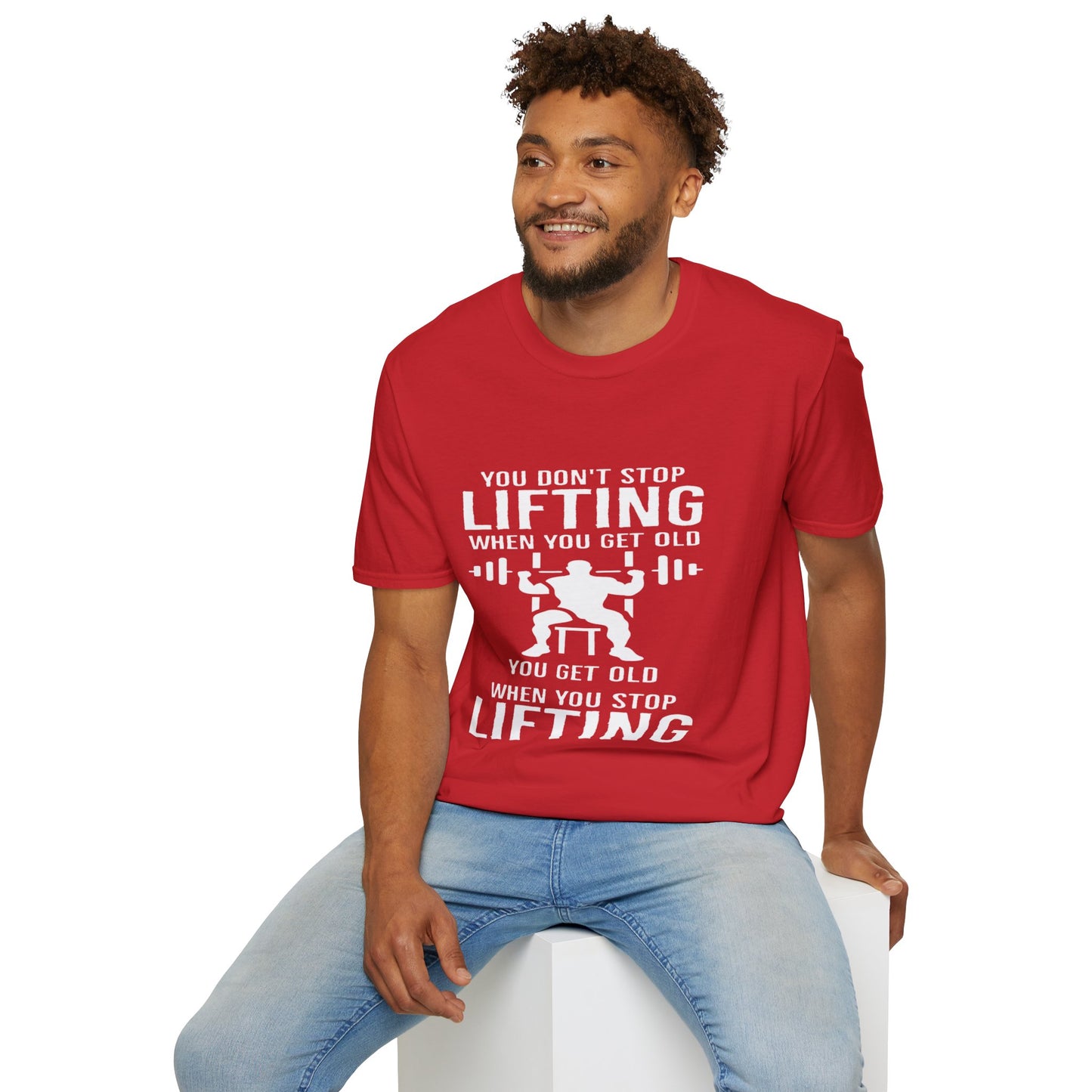 Motivational Gym T-Shirt - 'You Don't Stop Lifting' Quote - Unisex Softstyle Tee for Fitness Lovers