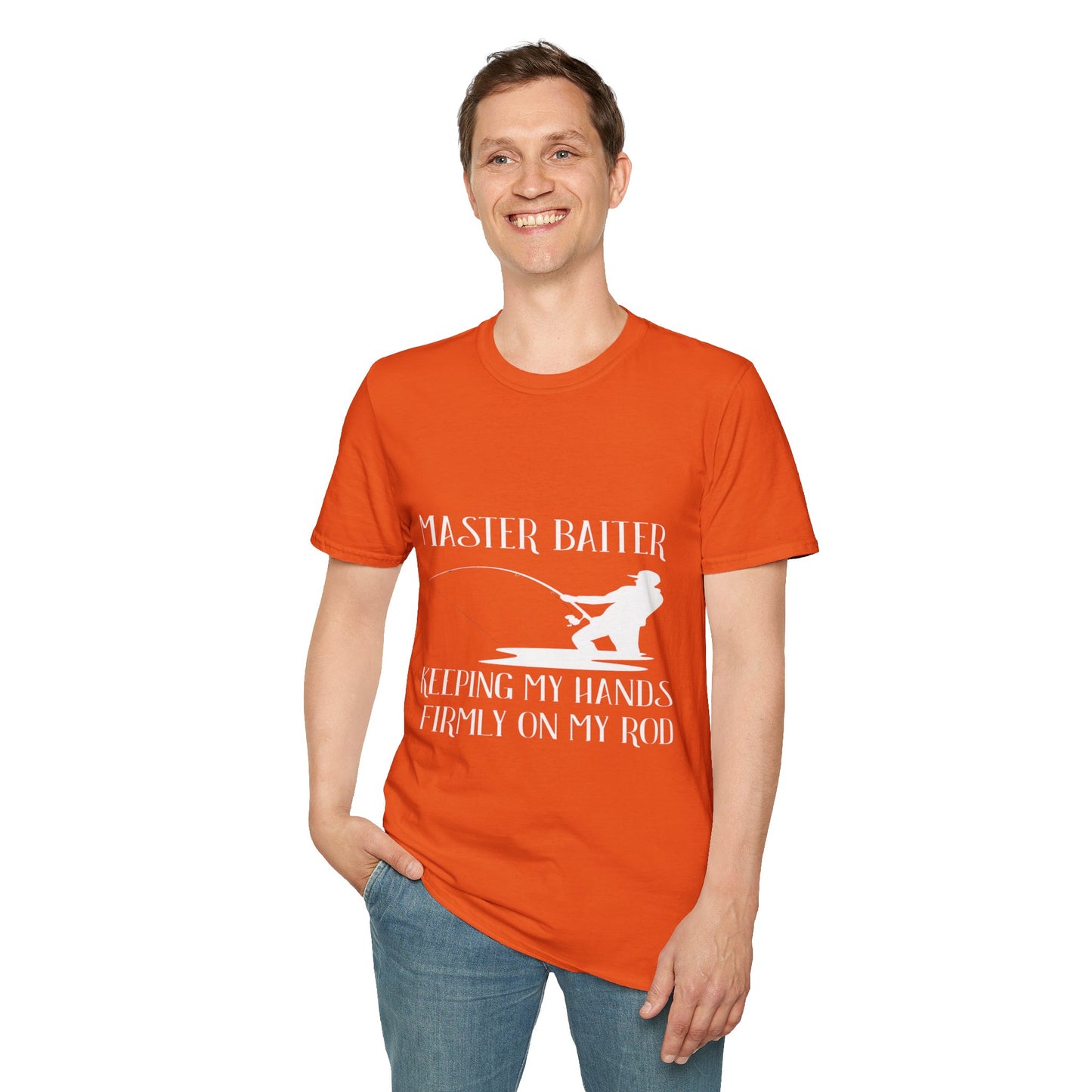 Master Baiter Fishing T-Shirt - Unisex Softstyle Graphic Tee for Fishing Enthusiasts